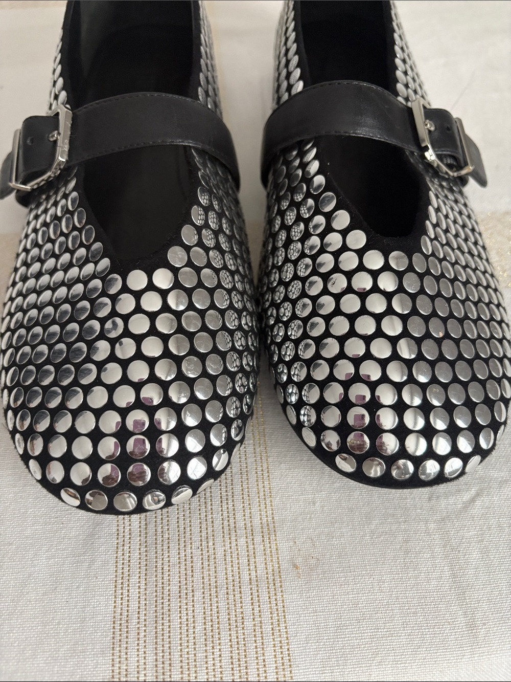 Designer Mary Jane with strap across. Silver metal circles design, BNWOT - Picture 10 of 13
